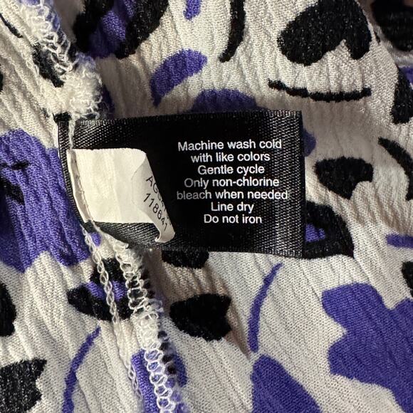 Lane Bryant SZ 20 Top Abstract Long Sleeves Smocked Waist Round Neck Crinkle - Picture 9 of 9